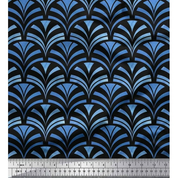 Soimoi Poly Georgette Fabric Scales Geometric Print Fabric by Yard 42 Inch Wide