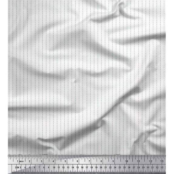 Soimoi Poly Georgette Fabric Stripe & Dots Shirting Printed Fabric 1 Yard 42 Inch Wide