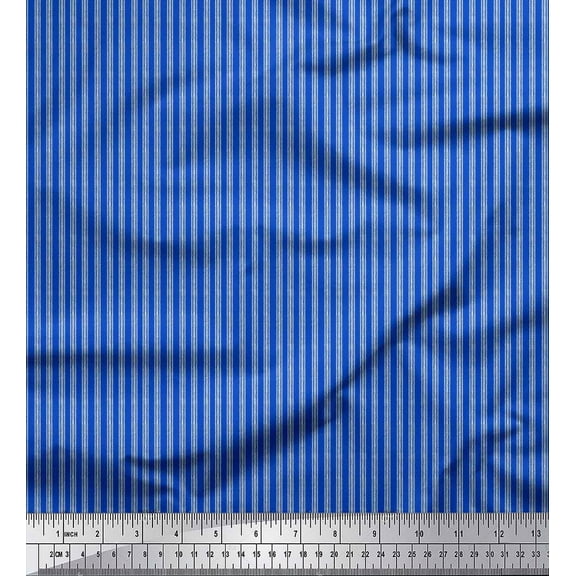 Soimoi Poly Georgette Fabric Stripe Small Print Fabric by The Yard 42 Inch Wide