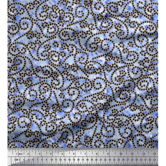 Soimoi Poly Georgette Fabric Swirl Abstract Printed Fabric 1 Yard 42 Inch Wide