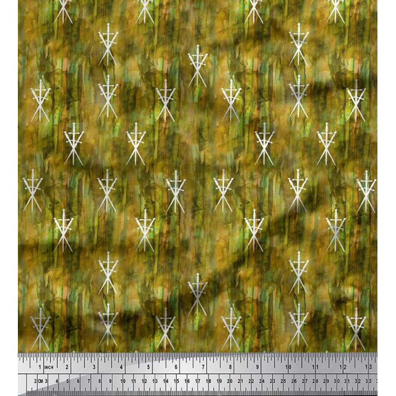 Soimoi Poly Georgette Fabric Texture & Sword Weapon Fabric Prints by Yard 42 Inch Wide