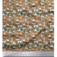 thumbnail image 1 of Soimoi Poly Georgette Fabric Tree & House Architectural Print Sewing Fabric Yard 42 Inch Wide, 1 of 3