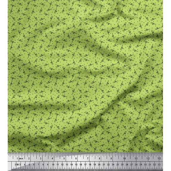 Soimoi Poly Georgette Fabric Triangle & Saxophone Musical Instrument Print Fabric by Yard 52 Inch Wide