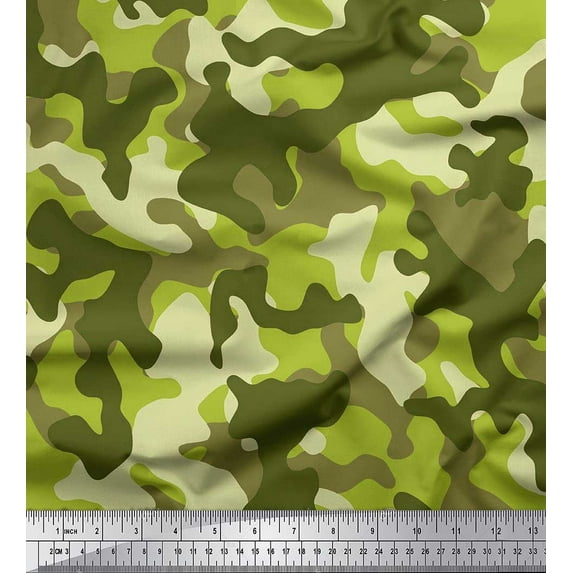 Soimoi Poly Georgette Fabric Two Tone Camouflage Decor Fabric Printed Yard 52 Inch Wide
