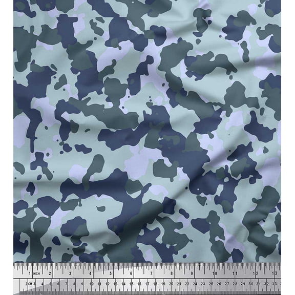 Soimoi Poly Georgette Fabric Two Tone Camouflage Printed Craft Fabric by the Yard 42 Inch Wide