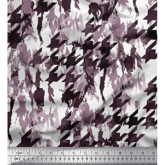 Soimoi Poly Georgette Fabric Two Tone with White Camouflage Printed Fabric 1 Yard 42 Inch Wide
