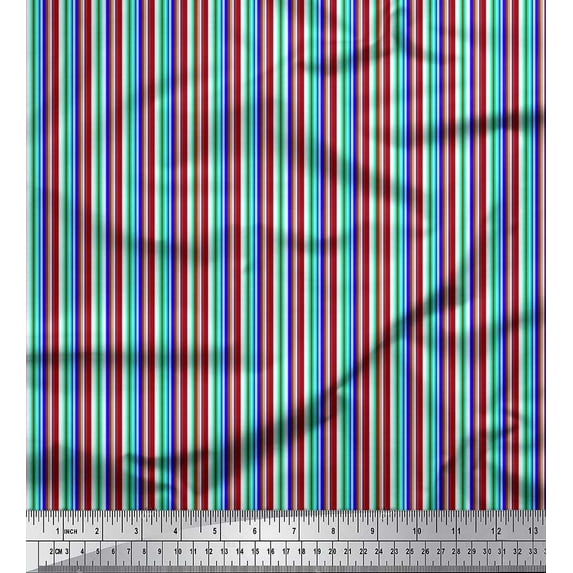 Soimoi Poly Georgette Fabric Vertical Stripe Printed Craft Fabric by The Yard 42 Inch Wide