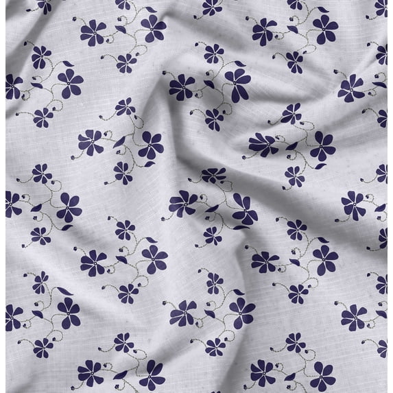 Soimoi Poly Taffeta Blue Fabric By the Yard - 56 Inch Wide - Florals Print Fabric - Elegant and Timeless Patterns for Fashion and Home Decor Printed Fabric