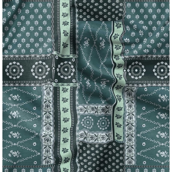 Soimoi Poly Taffeta Green Fabric By the Yard - 56 Inch Wide -Florals Print Fabric - Elegant and Timeless Patterns for Fashion and Home Decor Printed Fabric