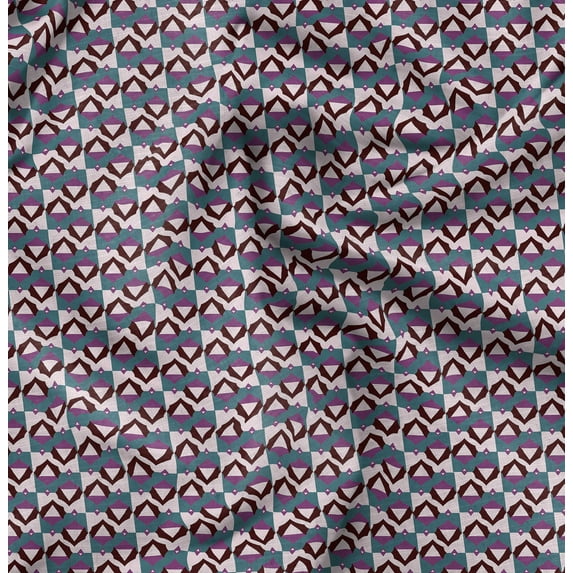 Soimoi Poly Taffeta Green Fabric By the Yard - 56 Inch Wide -Geometric Material - Artistic and Modern Patterns for Various Uses Printed Fabric