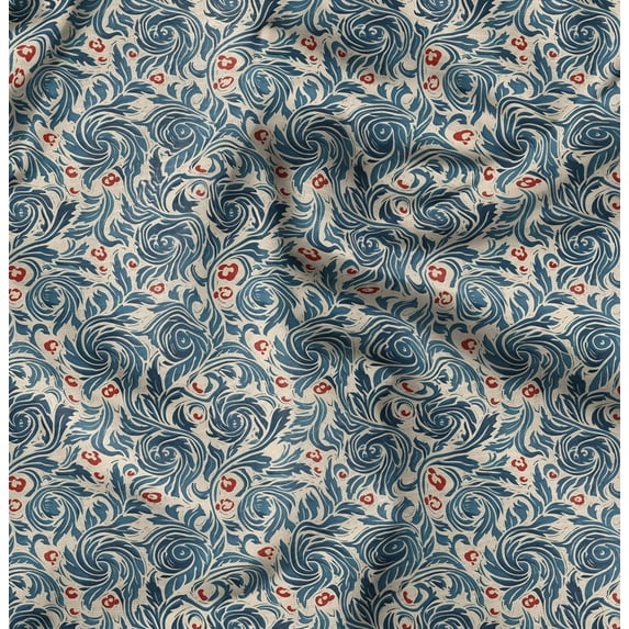 Soimoi Poly Taffeta Green Fabric By the Yard - 56 Inch Wide - Leaves Print Fabric - Nature - Inspired Elegance for Apparel and Decor Printed Fabric