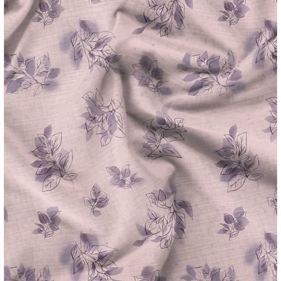 Soimoi Poly Taffeta Pink Fabric By the Yard - 56 Inch Wide - Leaves Pattern Fabric - Botanical and Elegant Designs for Various Uses Printed Fabric