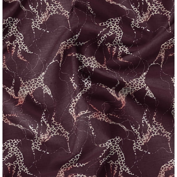 Soimoi Poly Taffeta Red Fabric By the Yard - 56 Inch Wide - Giraffe Animal Skin Print Textile - Stylish and Trendy Patterns for Apparel Printed Fabric