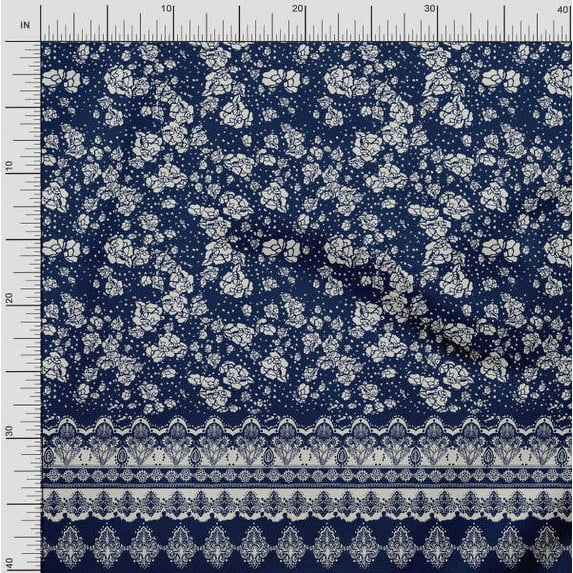 Soimoi Polyester Crepe Fabric Artistic Flower Panel Print Sewing Fabric Yard 52 Inch Wide