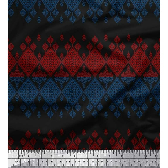 Soimoi Polyester Crepe Fabric Aztec Southwestern Printed Craft Fabric by The Yard 42 Inch Wide