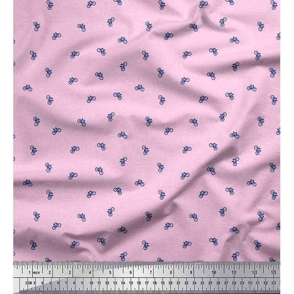 Soimoi Polyester Crepe Fabric Bicycle Shirting Printed Fabric 1 Yard 42 Inch Wide