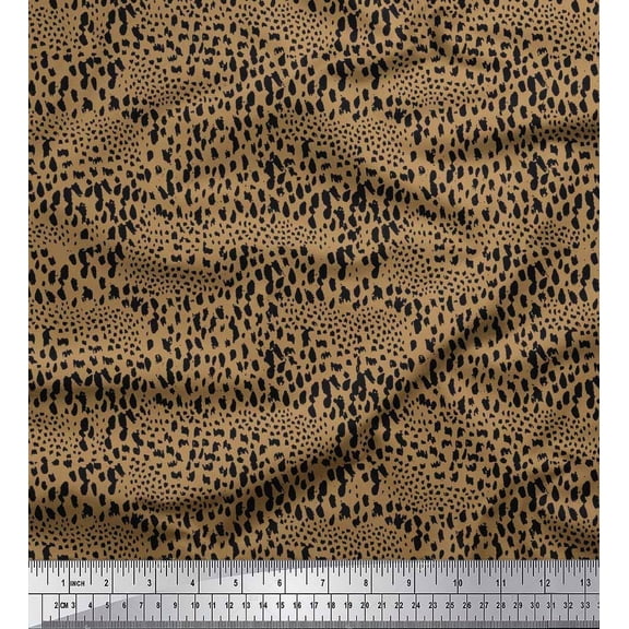 Soimoi Polyester Crepe Fabric Brush Stroke Abstract Printed Fabric 1 Yard 42 Inch Wide