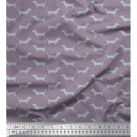 Soimoi Polyester Crepe Fabric Dachshund Dog Print Fabric by The Yard 42 Inch Wide