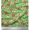 thumbnail image 1 of Soimoi Polyester Crepe Fabric Dollar Currency Note & Leaves Print Sewing Fabric Yard 42 Inch Wide, 1 of 1