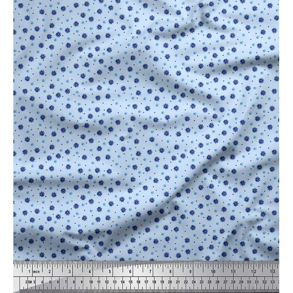 Soimoi Cotton Cambric Fabric Dot & Floral Shirting Print Fabric by The Yard 42 Inch Wide