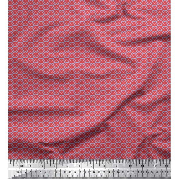 Soimoi Polyester Crepe Fabric Dot & Geometric Small Fabric Prints by Yard 42 Inch Wide