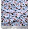 thumbnail image 1 of Soimoi Polyester Crepe Fabric Floral,Fish & Deer Cartoon Fabric Prints by Yard 42 Inch Wide, 1 of 1