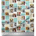 thumbnail image 1 of Soimoi Polyester Crepe Fabric Frames,Women & Dogs Patchwork Decor Fabric Printed Yard 42 Inch Wide, 1 of 1
