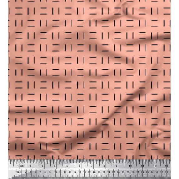 Soimoi Polyester Crepe Fabric Geometric Small Decor Fabric Printed Yard 42 Inch Wide