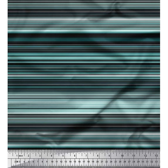Soimoi Polyester Crepe Fabric Horizontal Stripe Printed Craft Fabric by The Yard 42 Inch Wide