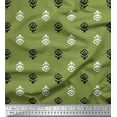 thumbnail image 1 of Soimoi Polyester Crepe Fabric Leaves & Floral Block Printed Fabric 1 Yard 42 Inch Wide, 1 of 3