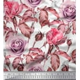 thumbnail image 1 of Soimoi Polyester Crepe Fabric Leaves & Rose Flower Print Fabric by The Yard 42 Inch Wide, 1 of 1