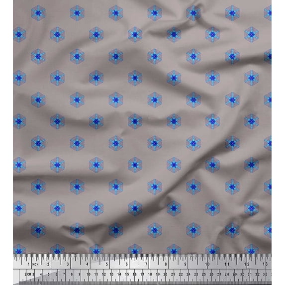 Soimoi Polyester Crepe Fabric Mandala Small Print Sewing Fabric Yard 42 Inch Wide