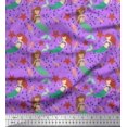 thumbnail image 1 of Soimoi Polyester Crepe Fabric Mermaid & Starfish Ocean Print Fabric by Yard 52 Inch Wide, 1 of 3