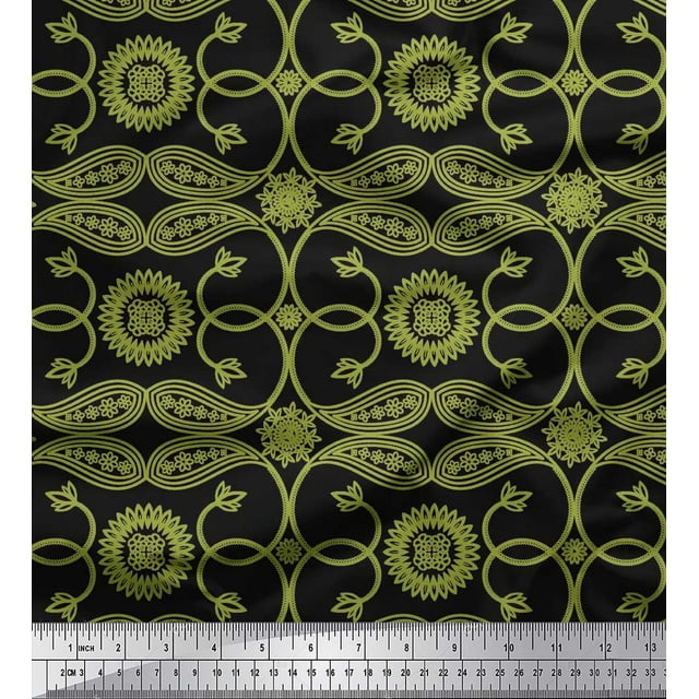 Soimoi Polyester Crepe Fabric Paisleys Paisley Print Sewing Fabric Yard 42 Inch Wide