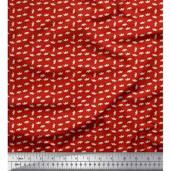 Soimoi Polyester Crepe Fabric Paper Boat Art & Craft Print Fabric by The Yard 52 Inch Wide