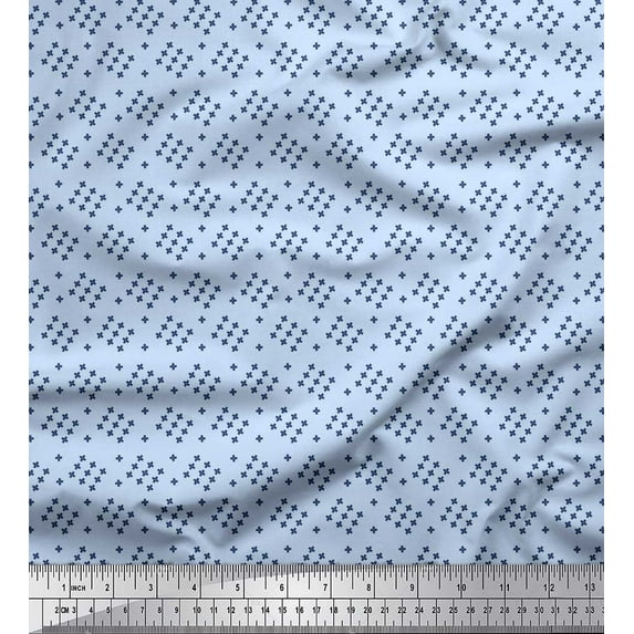 Soimoi Polyester Crepe Fabric Plus Sign Shirting Decor Fabric Printed Yard 52 Inch Wide
