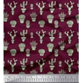thumbnail image 1 of Soimoi Polyester Crepe Fabric Pot & Cactus Tree Decor Fabric Printed Yard 42 Inch Wide, 1 of 1