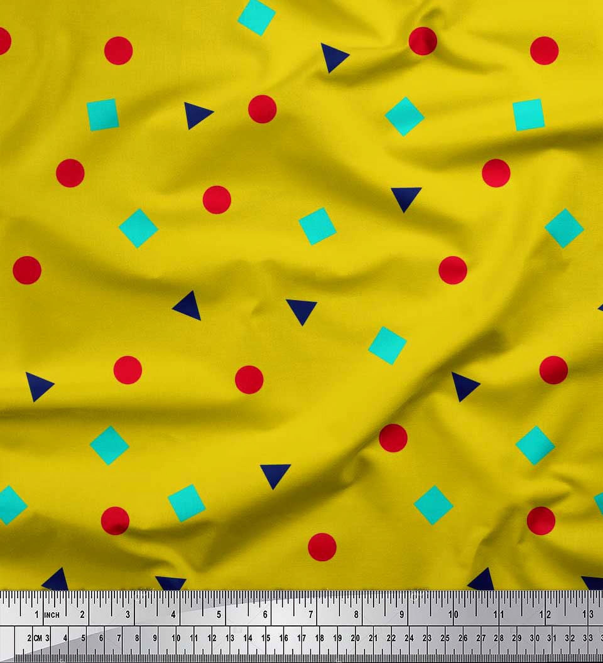 Triangular Polyester Soimoi Polyester Crepe Fabric Square,Dot & Triangle Geometric Printed ...