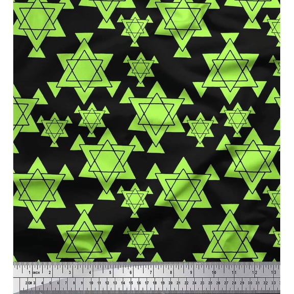 Soimoi Polyester Crepe Fabric Star Tetrahedron Geometric Printed Fabric 1 Yard 42 Inch Wide