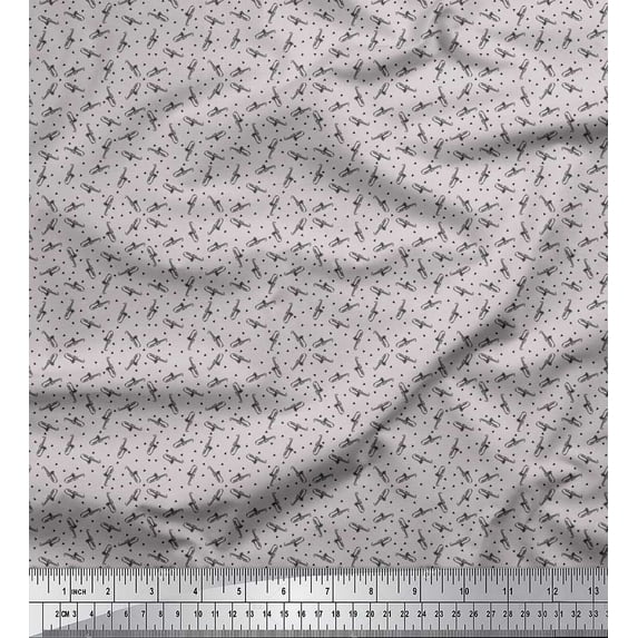 Soimoi Polyester Crepe Fabric Triangle & Saxophone Musical Instrument Print Sewing Fabric Yard 52 Inch Wide