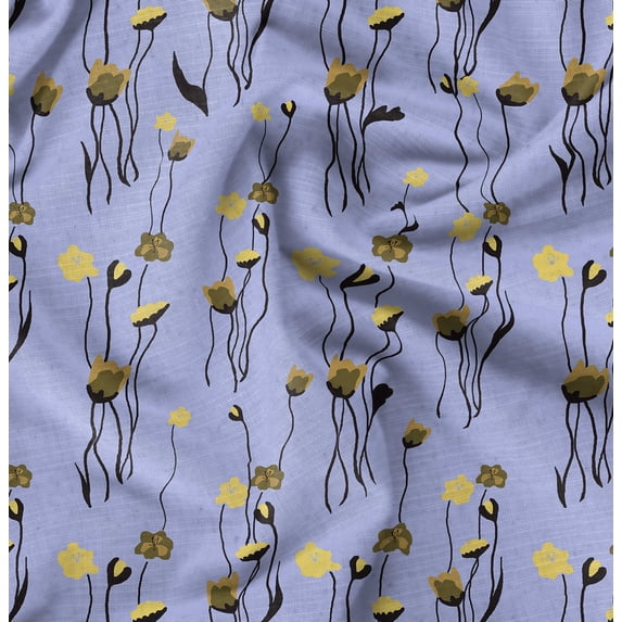 Soimoi Polyester Fleece Blue Fabric By the Yard - 56 Inch Wide - Florals Print Fabric - Elegant and Timeless Patterns for Fashion and Home Decor Printed Fabric