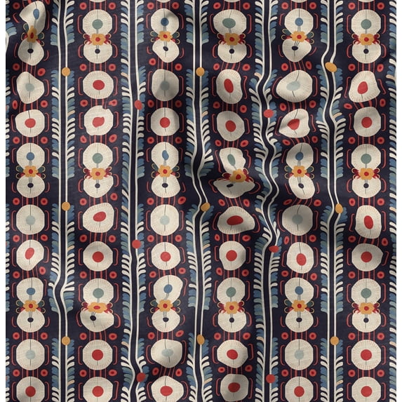 Soimoi Polyester Fleece Blue Fabric By the Yard - 56 Inch Wide - Geometric Material - Artistic and Modern Patterns for Various Uses Printed Fabric