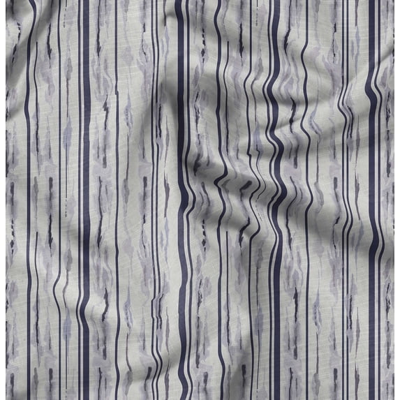 Soimoi Polyester Fleece Blue Fabric - By the Yard - 56 Inch Wide - Stripe Texture - Contemporary and Artistic Fusion for Various Uses Printed Fabric