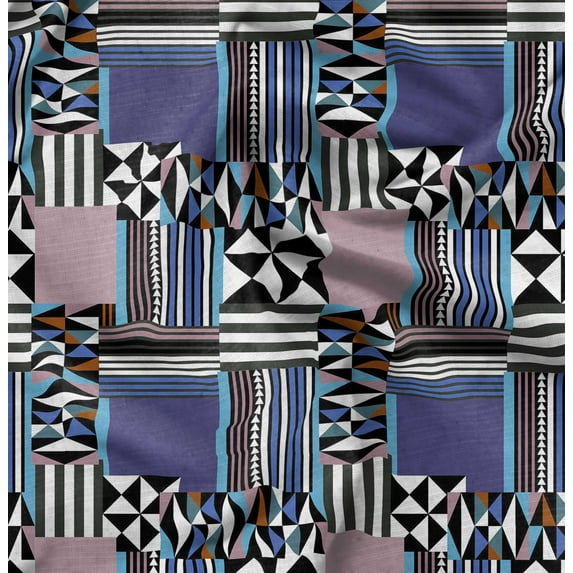 Soimoi Polyester Fleece Multi-color Fabric By the Yard - 56 Inch Wide -Geometric Material - Artistic and Modern Patterns for Various Uses Printed Fabric