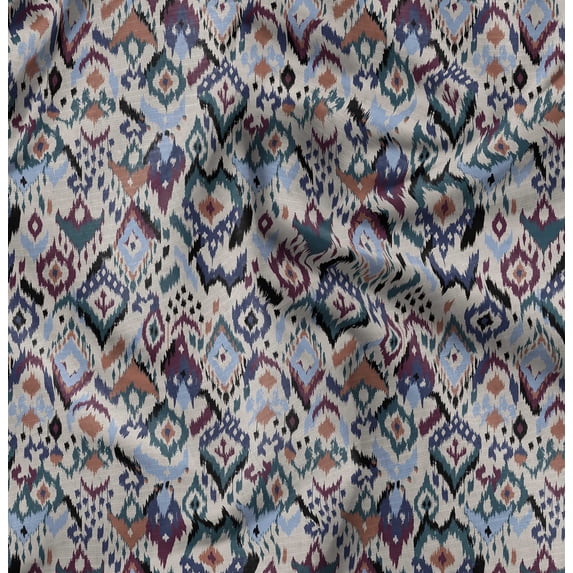 Soimoi Polyester Fleece Multi-color Fabric By the Yard - 56 Inch Wide - Ikat Fabric - Elegant and Traditional Patterns for Stylish Creations Printed Fabric