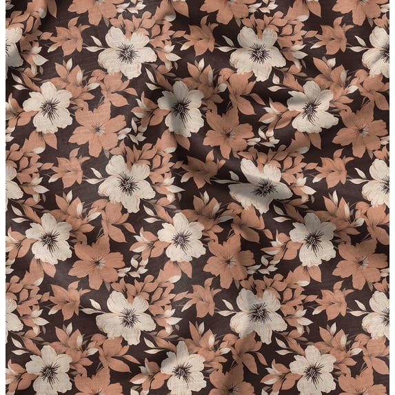 Soimoi Polyester Fleece Orange Fabric By the Yard - 56 Inch Wide - Florals Print Fabric - Elegant and Timeless Patterns for Fashion and Home Decor Printed Fabric