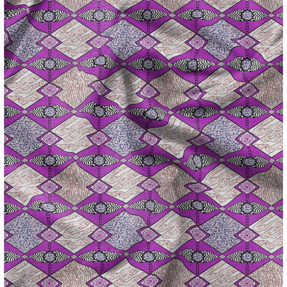 Soimoi Polyester Fleece Pink Fabric By the Yard - 56 Inch Wide - African Tribal Material - Artistic and Modern Patterns for Various Uses Printed Fabric