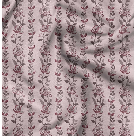 Soimoi Polyester Fleece Pink Fabric By the Yard - 56 Inch Wide -Floral & Leaf Floral Pattern Fabric - Botanical and Elegant Designs for Various Uses Printed Fabric