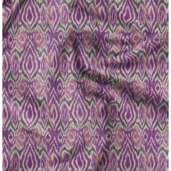 Soimoi Polyester Fleece Purple Fabric By the Yard - 56 Inch Wide - Ikat Fabric - Elegant and Traditional Patterns for Stylish Creations Printed Fabric