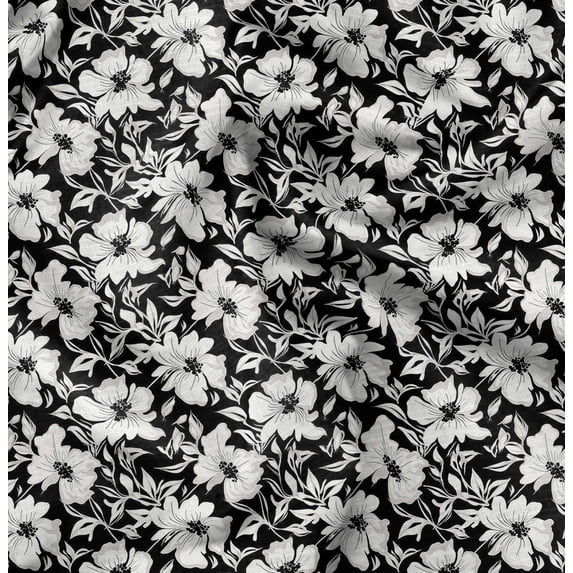 Soimoi Polyester Fleece White Fabric By the Yard - 56 Inch Wide - Florals Print Fabric - Elegant and Timeless Patterns for Fashion and Home Decor Printed Fabric
